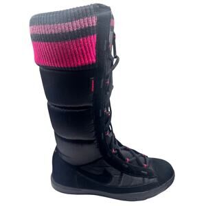 Nike Women’s Winter Hi 2 Boots 8.5 Quilted Black Pink Cozy Retro Y2K